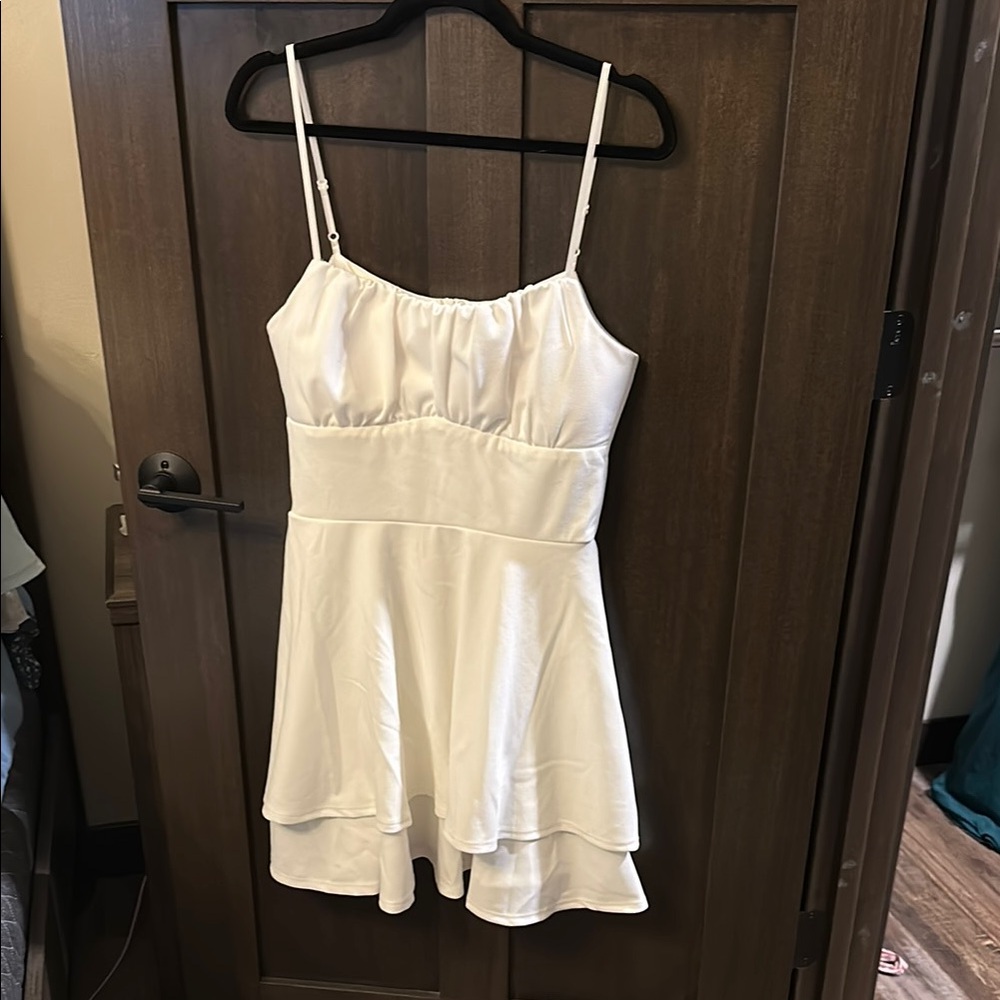 Emerald Sundae White Spaghetti Strap Dress